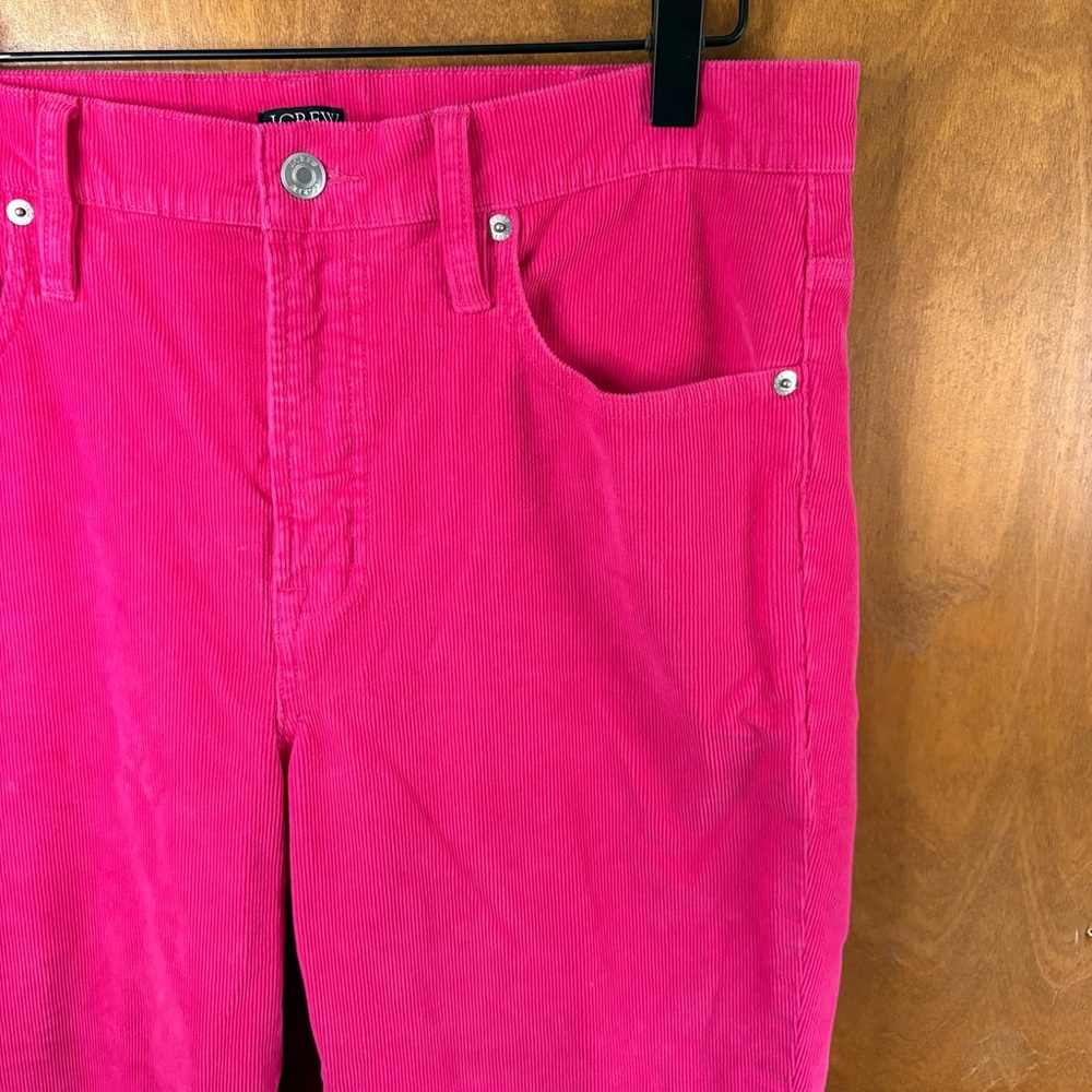 J. Crew Hot Pink High Rise Corduroy Straight Leg Pants 31 Preppy Retro 70s Artsy - Picture 8 of 12